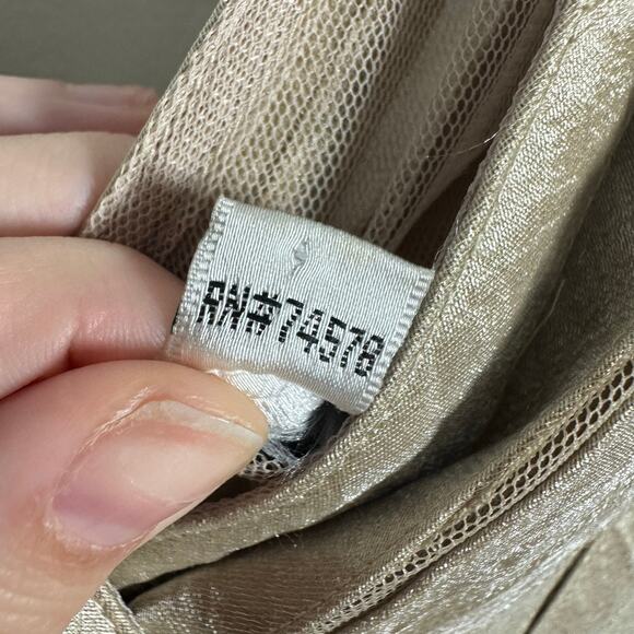 Cache Dress Women 8 Gold Metallic Ruffle Tiered Bodycon Vintage Y2K Cocktail - Picture 8 of 11